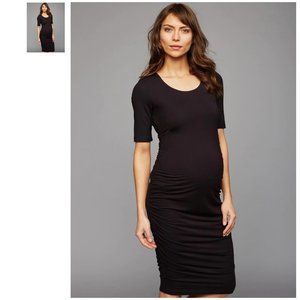 Side Ruched Maternity Dress Black - L